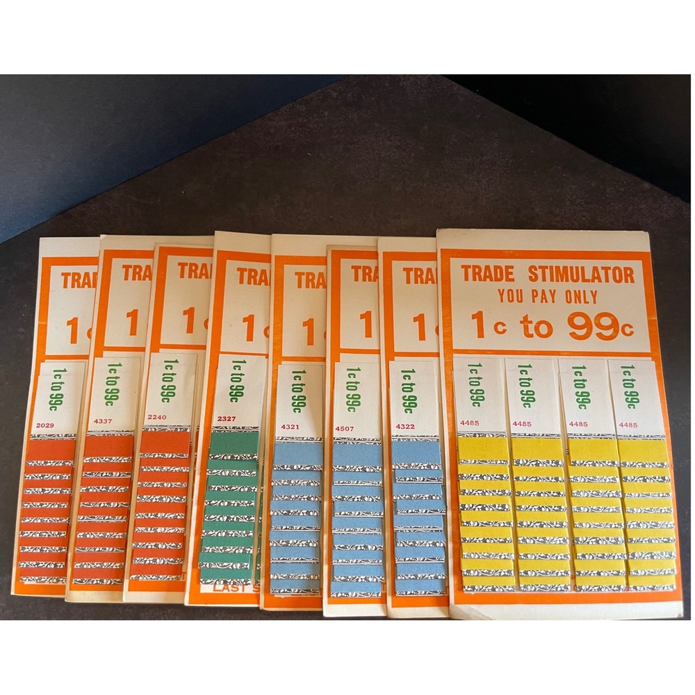 Vintage Trade Stimulator Punch Cards 1c to 99c Cash Payout Lot of 7 Unpunched
